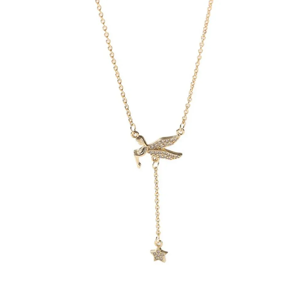 #NEW 925 Sterling Silver Diamond Angel Star Drop Necklace - Picture 4 of 4